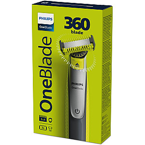 Philips OneBlade Face + Body QP2834/20, 1 оригинальное лезвие, 1 лезвие 360, гребешок 5-в-1 (1,2,3,4,5 мм), время работы 60 минут/зарядка 4 часа