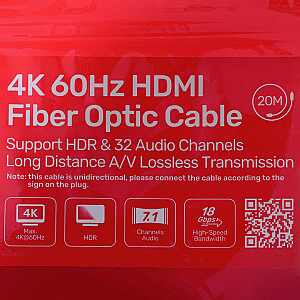 UNITEK OPTIC HDMI CABLE HDMI 2.0 AOC 4K 60 Hz 20 m
