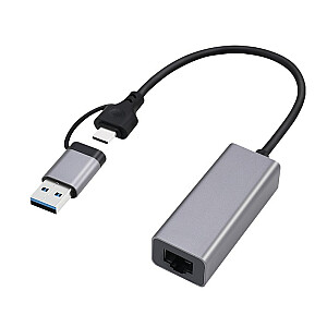 Gembird A-USB3AC-LAN-01 Gigabit tīkla adapteris USB 3.1 + Type-C, "space grey"