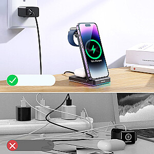 Joyroom JR-WQN01 indukcijas lādētājs Apple ierīcēm - iPhone | Apple Watch | Airpods | 15W melns