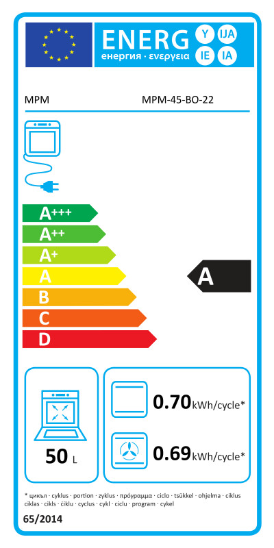 Iebūvēta elektriskā cepeškrāsns MPM-45-BO-22