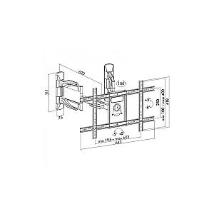 32–70 collu LED/LCD televizora stiprinājums, 45 kg, AR-85, regulējams vertikāli/horizontāli, 622 mm LEŅĶIS