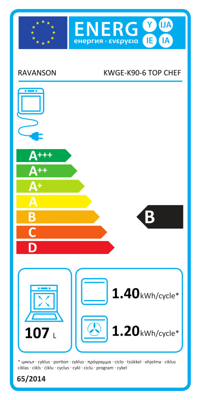 Gāzes-elektriskā plīts Ravanson KWGE-K90-6 TOP CHEF