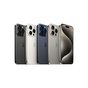 Apple iPhone 15 Pro, 15,5 см (6,1 дюйма), две SIM-карты, iOS 17, 5G, USB Type-C, 128 ГБ, титановый, белый