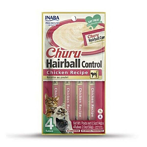 INABA Churu Hairball Chicken - kaķu cienasts - 4x14 g