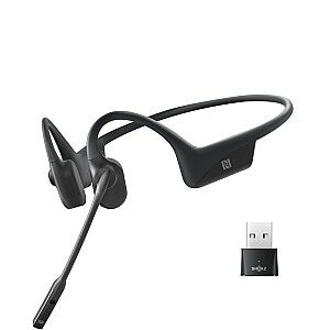 SHOKZ OpenComm UC — melnas austiņas ar bezvadu auss āķi birojam/Bluetooth zvanu centram