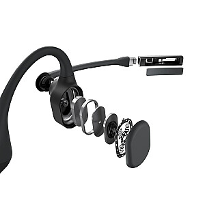 SHOKZ OpenComm UC — melnas austiņas ar bezvadu auss āķi birojam/Bluetooth zvanu centram