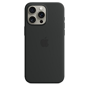 Силиконовый чехол MagSafe для Apple iPhone 15 Pro Max — черный