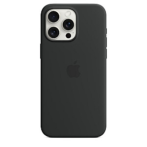 Силиконовый чехол MagSafe для Apple iPhone 15 Pro Max — черный