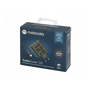 Motorola TurboPower 125 W GaN USB-A–USB-C 1 m sienas lādētājs, melns