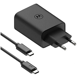 Motorola TurboPower 50 W Duo USB-C + USB-A lādētājs ar USB-C kabeli, melns