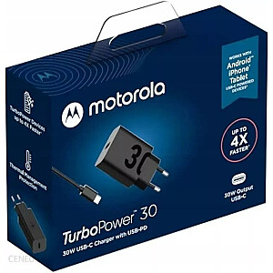 Motorola TurboPower 30 W USB-C lādētājs ar 1 m CC kabeli, melns
