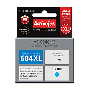 Tinte Activejet AE-604CNX printerim Epson (maiņa Epson 604XL C13T10H24010) - 350 lapas; 12 ml; Augstākā; Zils