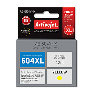 Tinte Activejet AE-604YNX printerim Epson (maiņa Epson 604XL C13T10H44010) - 350 lpp.; 12 ml; Augstākā; dzeltens