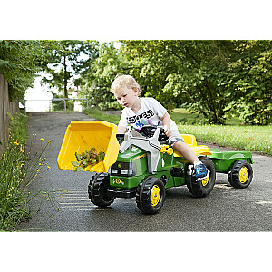 Педальный трактор Rolly KID John Deere с ковшом и прицепом Rolly Toys   (2,5-5 лет ) 