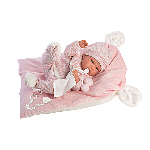 Кукла малышка Ника 40 см на розовой подушке, c соской (виниловое тело) Испания LL73860