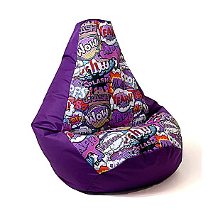 Sako pufa maisiņš ar bumbieru apdruku violets-WOW XXL 140 x 100 cm