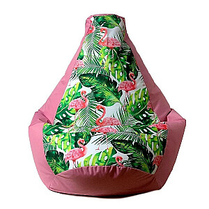 Sako pufa soma ar bumbieru apdruku liesmu rozā XXL 140 x 100 cm