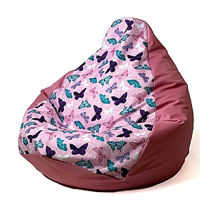 Sako pufa soma ar bumbieru apdruku tumši rozā tauriņš XL 130 x 90 cm