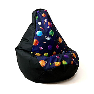 Sako pufa maisiņš ar bumbieru apdruku, melnas planētas, L 105 x 80 cm