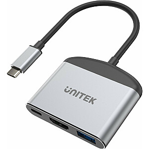 Unitek USB-C stacija/replicators — HDMI 8K, USB-A, USB-C, 100 W (D1102A)