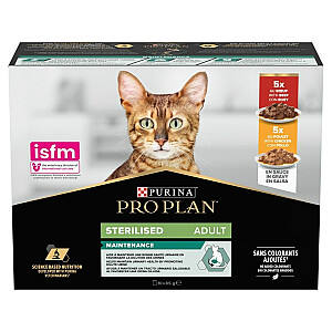 PURINA Pro Plan Sterilized Beef and Chicken Multipack — влажный корм для кошек — 10x85 г