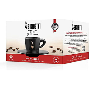 Набор Bialetti из 4 черных чашек и блюдец.