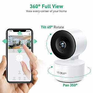 EDUP EH-2048P17 V2 Smart IPCam Умная камера для дома Wi-Fi / PTZ 350° / 2K H.264 / microSD / Audio / IR WDR / USB-C