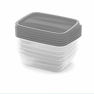 Набор контейнеров для пищевых продуктов 5x0,5 л Vedo прозрачный серый
