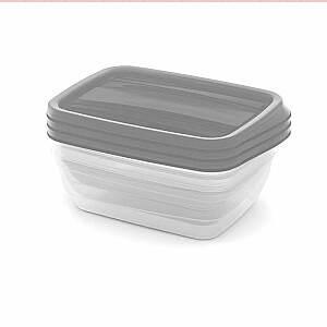 Набор пищевых контейнеров прямоугольных 3х1 л Vedo прозрачный серый