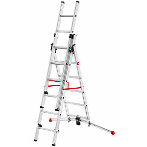Kāpnes kombinējamās S100 Hailo ProfiLOT / alumīnija / 2x6+1x5 pakāpieni