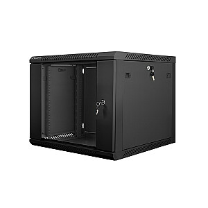 Шкаф настенный стоечный Lanberg 19'' 9U 600x600мм черный (стеклянная дверь)