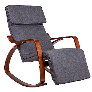 Кресло-качалка с регулируемой подставкой для ног, деревянными подлокотниками