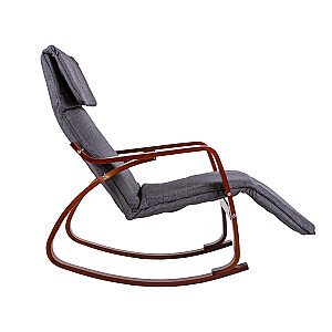 Šūpuļkrēsls ar regulējamu kāju balstu, koka roku balstiem
