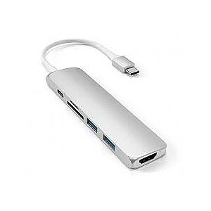 Адаптер Satechi Aluminium Slim V2 USB-C (USB-C, 2x USB-A, 4K HDMI, устройство чтения карт micro/SD) (серебристый)