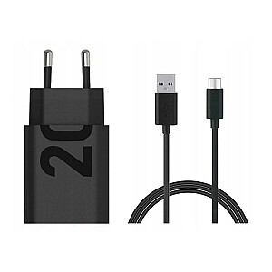 Зарядное устройство Motorola TurboPower 20 Вт USB-A с кабелем USB-C длиной 1 м, черное