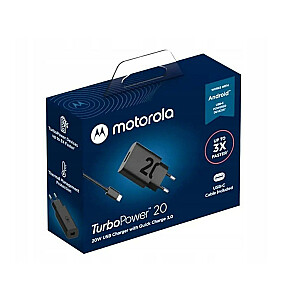 Зарядное устройство Motorola TurboPower 20 Вт USB-A с кабелем USB-C длиной 1 м, черное