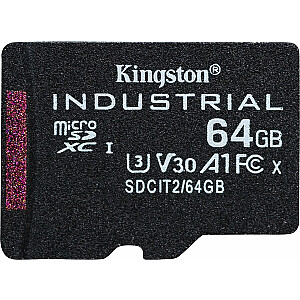 Kingston Industrial microSDHC 64GB Class 10 A1 pSLC + SD adapteris