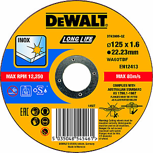 Dewalt metāla vairogs 125x1,6 mm (DT43906-QZ)