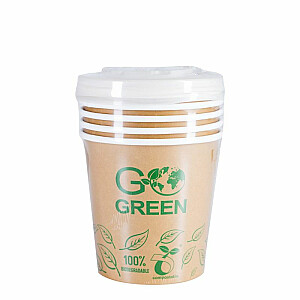 Kompostējamie ēdienu trauki ar vāciņiem Go Green 700ml 5gab./ 0,115kg 