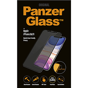 PanzerGlass P2665 Screen protector Apple iPhone Xr/11 Tempered glass Black Confidentiality filter; Full frame coverage; Anti-shatter film (holds the glass together and protects against glass shards in case of breakage); Case Friendly – compatible wi