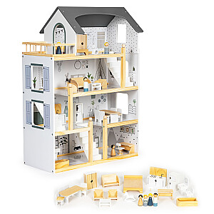 Кукольный домик с набором из 17 деревянных предметов ECOTOYS
