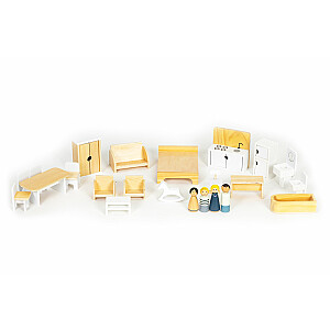 Кукольный домик с набором из 17 деревянных предметов ECOTOYS