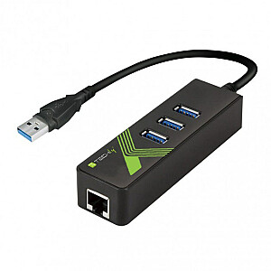 Techly 105803 USB-A 3.0 Gigabit Ethernet RJ45 tīkla karte/adapteris, 3 USB centrmezgli