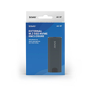 Корпус для внешнего накопителя Savio M.2 SSD NVMe, USB-C 3.1, AK-67, серый