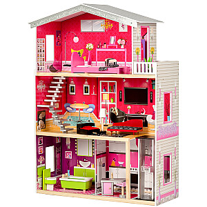 Большой деревянный кукольный домик с лифтом для кукол - Malibu Residence ECOTOYS