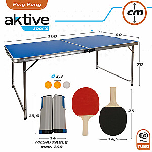 Galda tenisa galds (160x80 cm) ar raketēm, bumbiņām un sietu CB52873