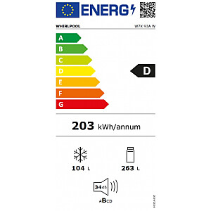 Whirlpool Ledusskapis Saldētava W7X 93A W Brīvi stāvošs 367 L D Balts