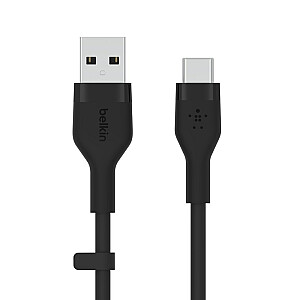 Belkin BOOST↑CHARGE USB elastīgais kabelis, 3 m USB 2.0 USB A USB C, melns