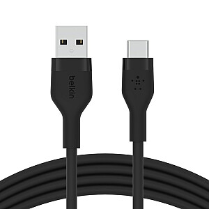 Belkin BOOST↑CHARGE USB elastīgais kabelis, 3 m USB 2.0 USB A USB C, melns